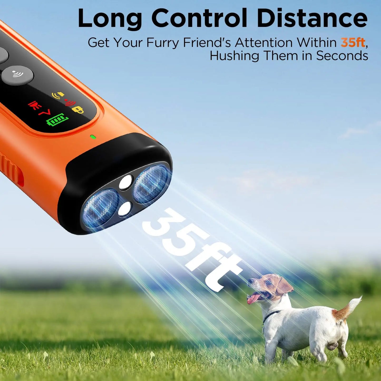 ABQP Ultrasonic Dog Repeller 50FT Range Dog Bark Deterrent Device Anti-Bark Device for Dog Training With LED Flashlight