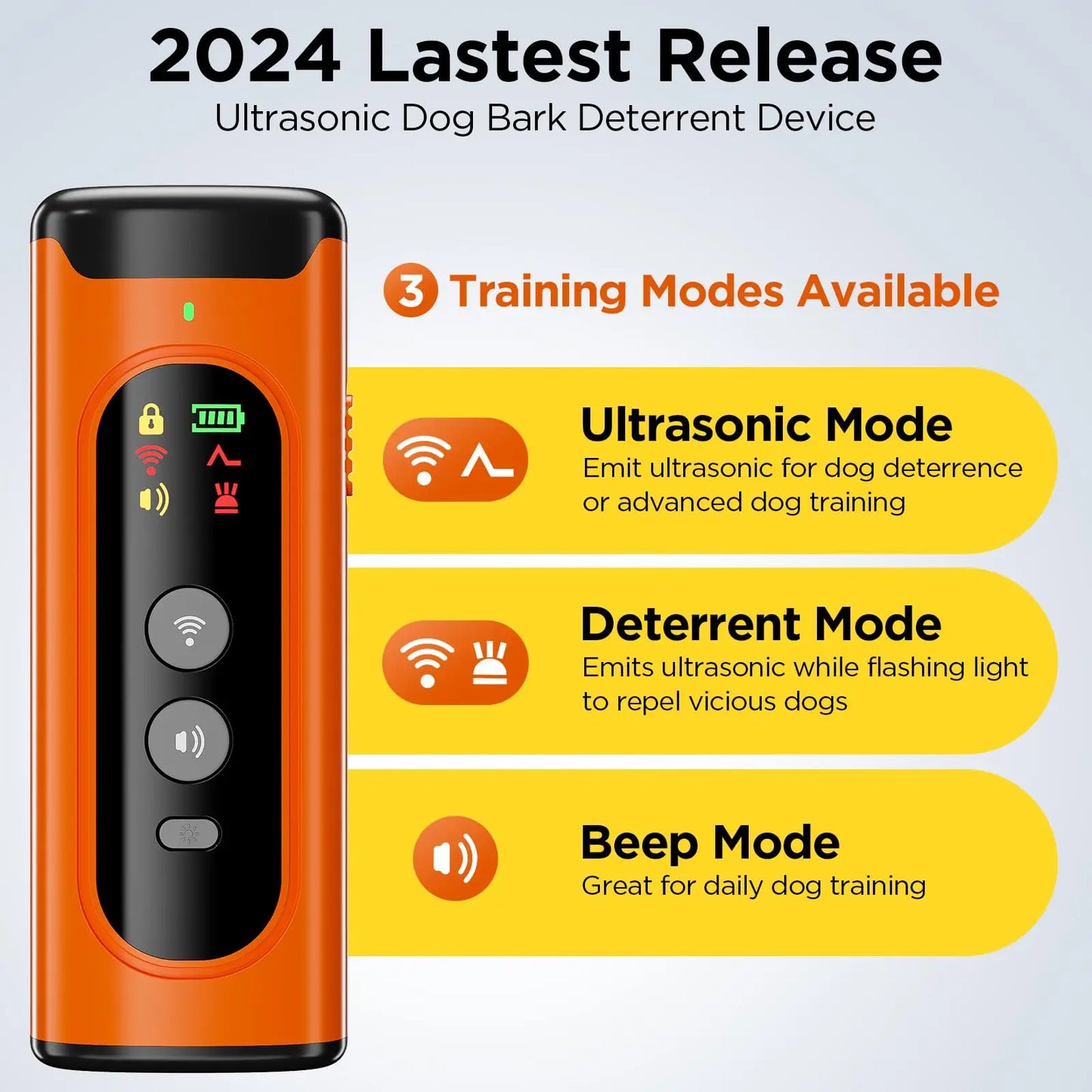 ABQP Ultrasonic Dog Repeller 50FT Range Dog Bark Deterrent Device Anti-Bark Device for Dog Training With LED Flashlight